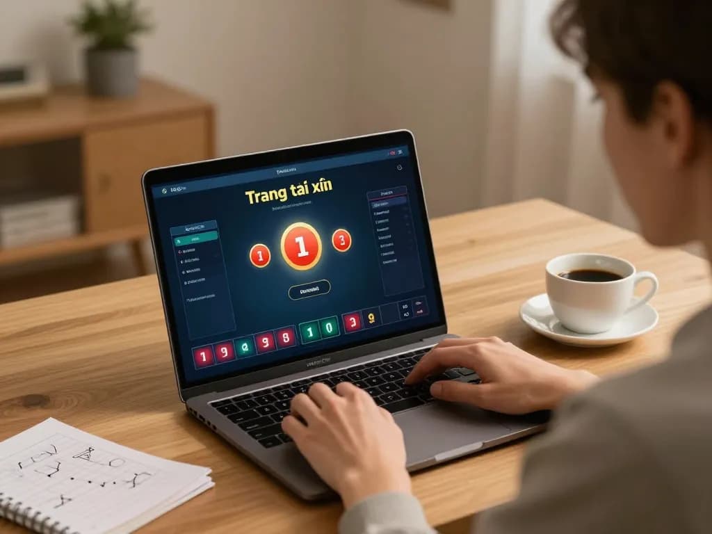 Engaging gameplay of Trang tài xỉu online displayed on a laptop, with strategic notes nearby.