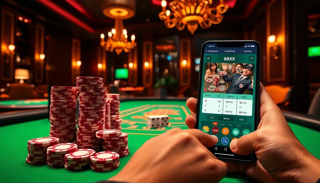 Engage with the innovative features of the 88XX app in a luxurious online gambling setting.