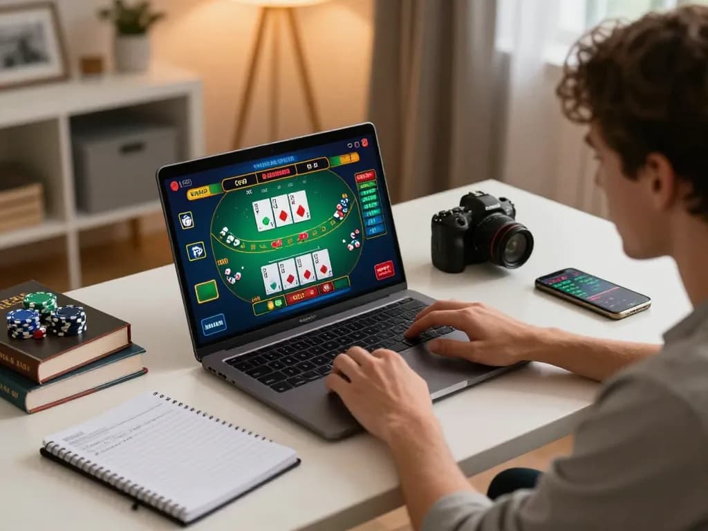 Experience engaging gameplay at trang chủ Go88 with live dealer blackjack, modern home setup, and strategic notes.