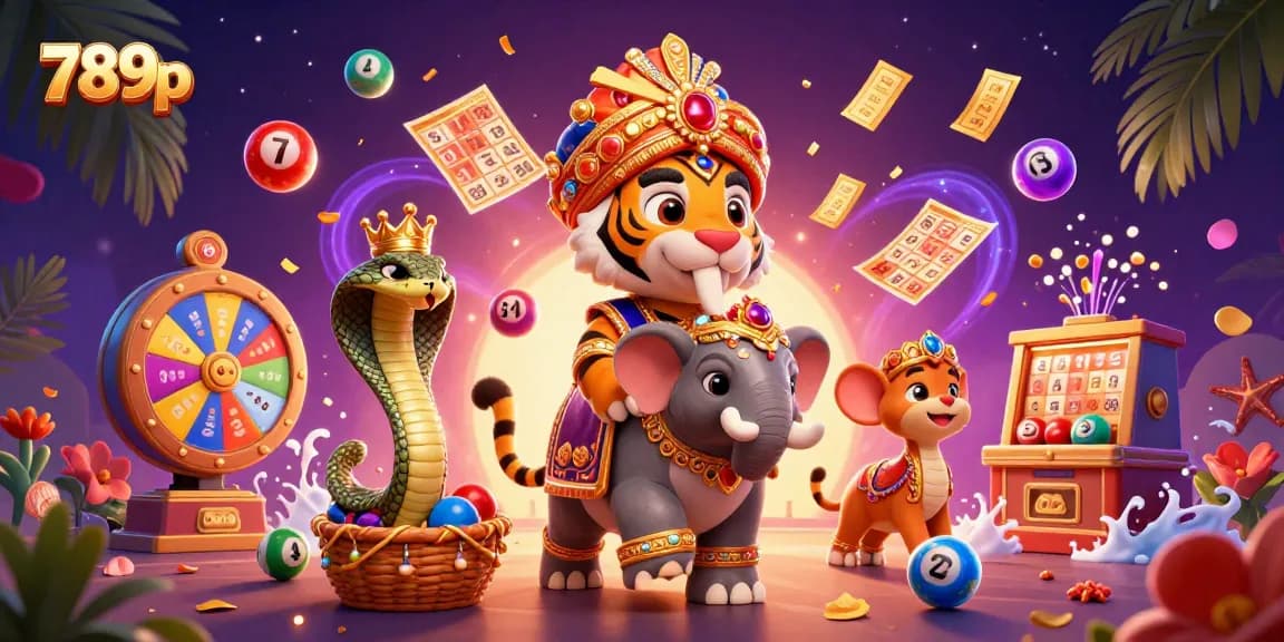 Experience the excitement of gaming at 789p with vibrant casino elements and colorful lottery balls.