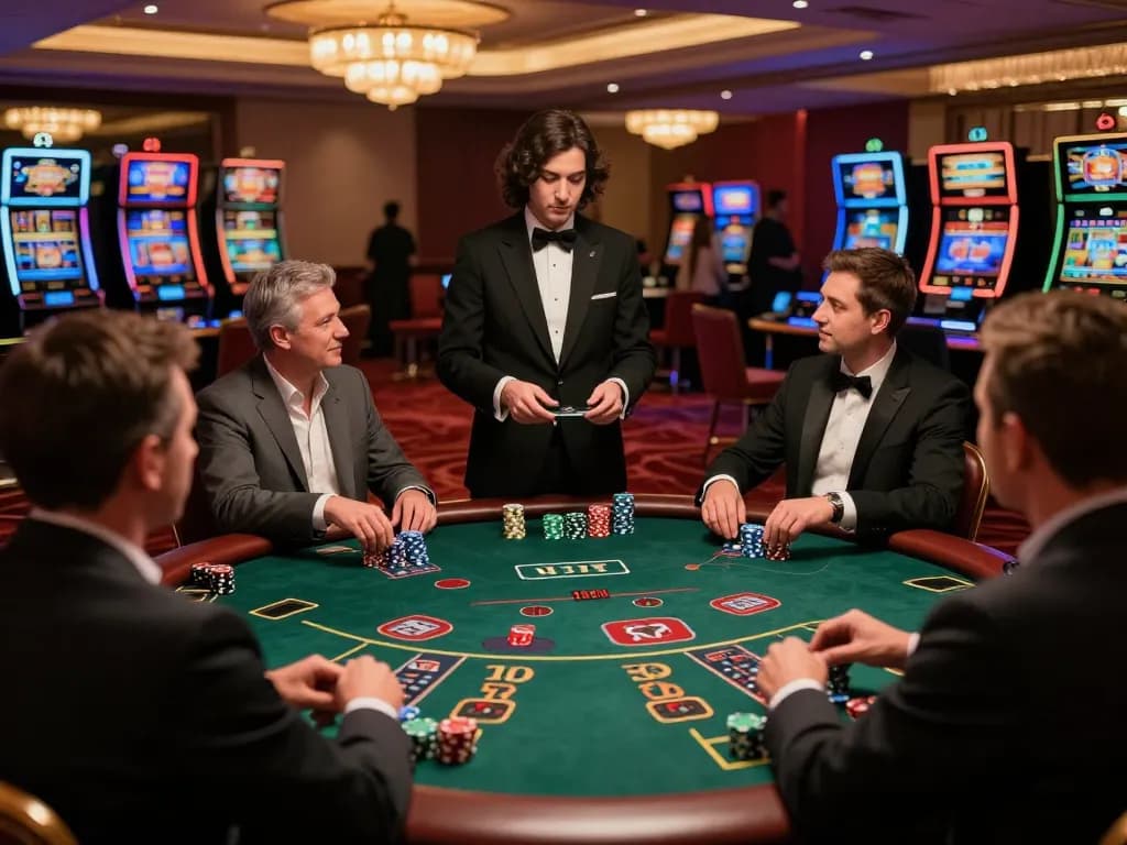 Players at a blackjack table strategizing their next move while gambling at DA88 casino.