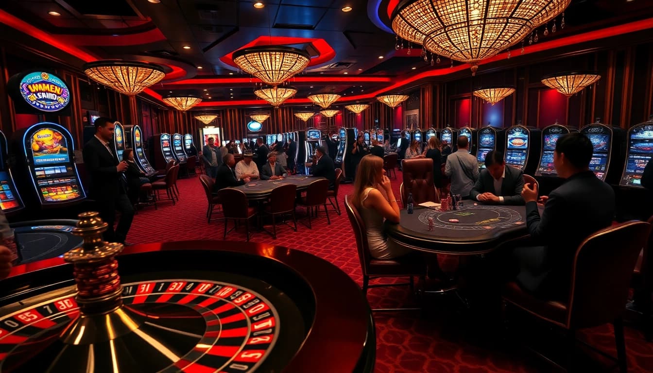 Players enjoying high-stakes games at mm 88 casino tables with vibrant chips and roulette.