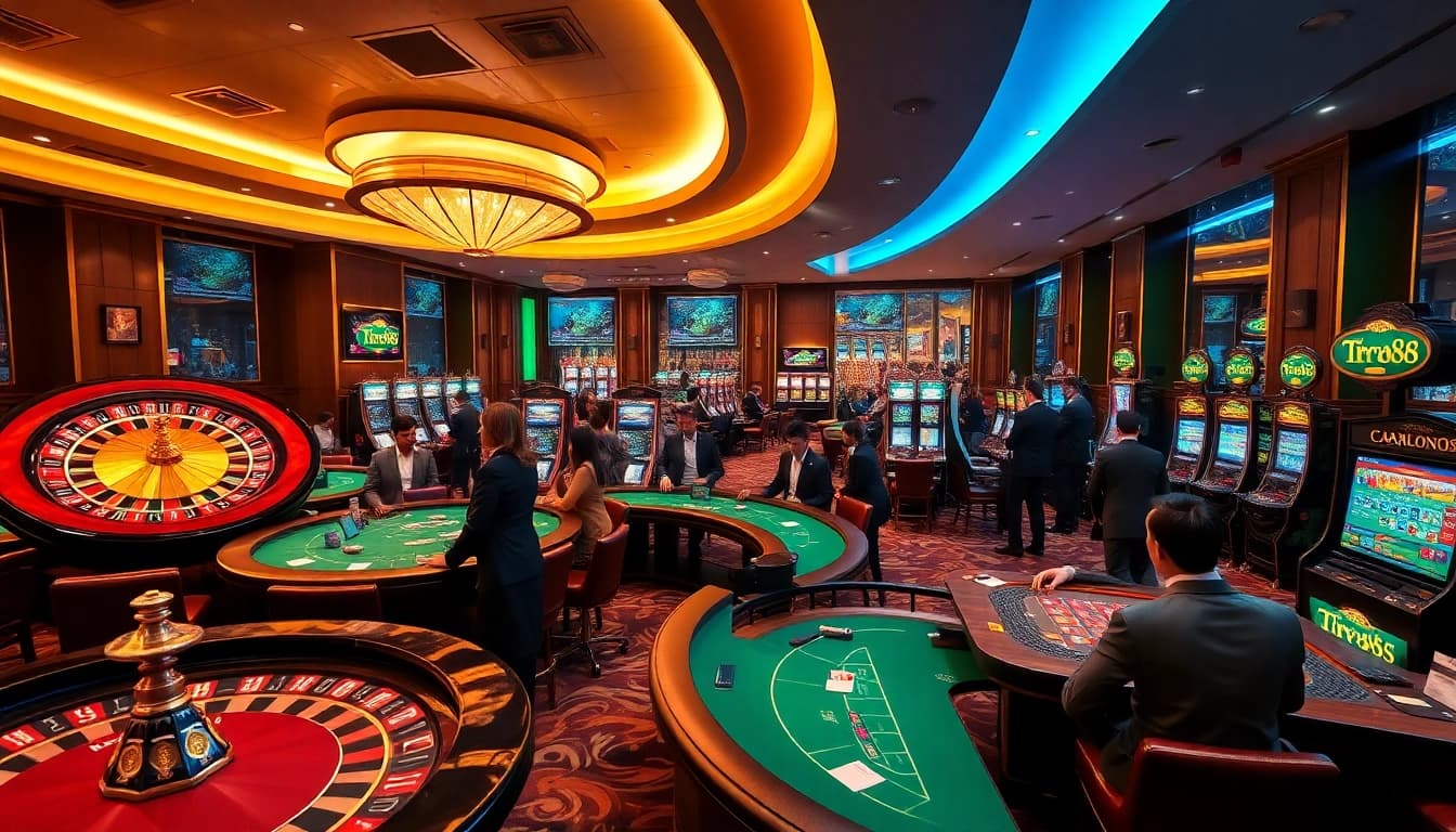 Experience the excitement at tr88 casino with luxury gaming tables and vibrant slot machines.