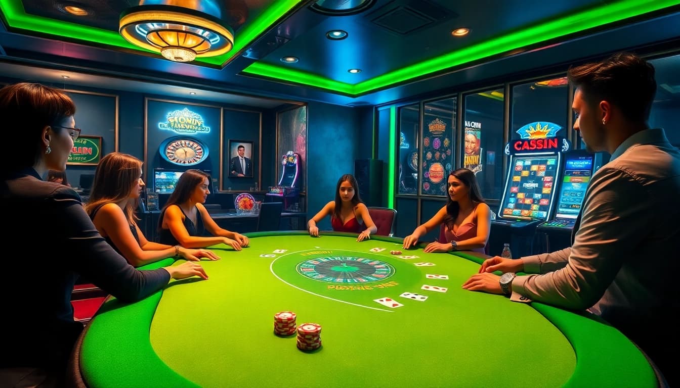 Experience the excitement of 789win casino with luxurious gaming tables and vibrant slot machines.