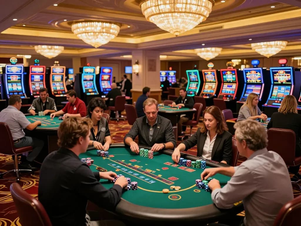 Players enjoy blackjack at 58wiin casino, showcasing dynamic gameplay and vibrant atmosphere.