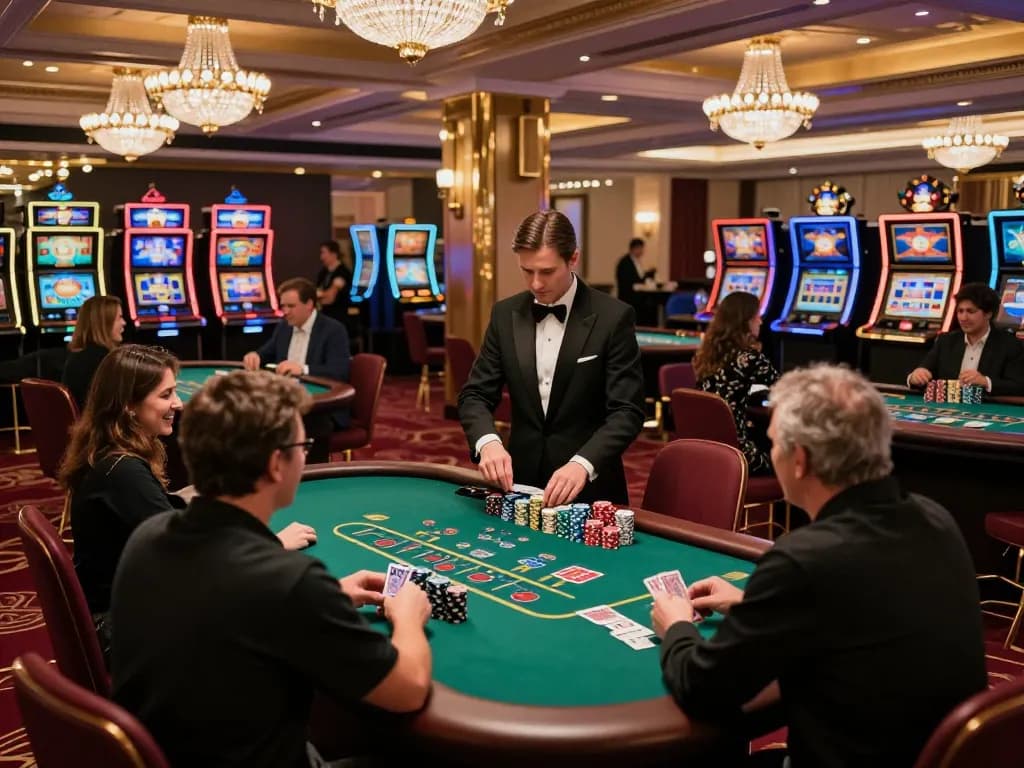 Players enjoying a blackjack game at 79king-vn casino, creating an engaging atmosphere.