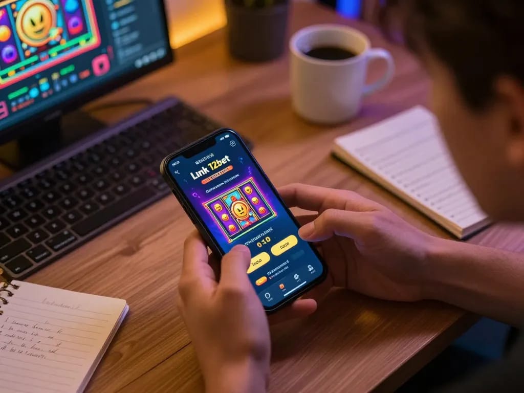 Khoảnh khắc chơi game thú vị sử dụng Link 12bet trên di động trong một không gian thoải mái tại nhà.