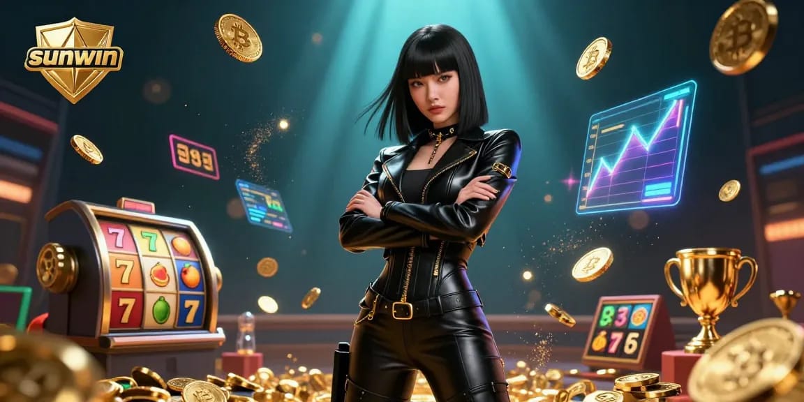 Win big at sunwin with an exciting ultra-detailed casino scene featuring vibrant slot symbols and immersive graphics.