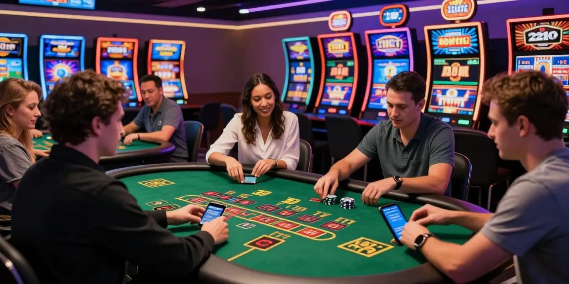 Players enjoying thrilling games at casinos that accept credit cards with vibrant slot machines and live dealer tables.