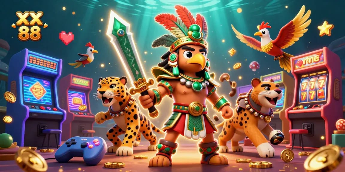 Engage with dynamic XX 88 casino adventures featuring Aztec warriors and vibrant gaming elements.