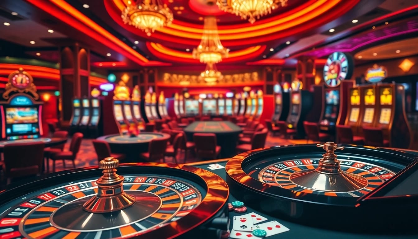 Exciting gambling atmosphere at https://89bet.sh/ with roulette wheel, poker chips, and vibrant casino visuals.