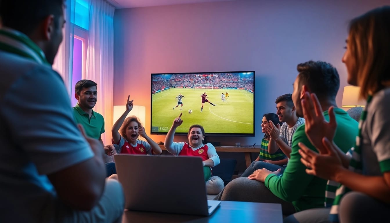 Socolive streaming live soccer in high-definition, showcasing fans enjoying the game.
