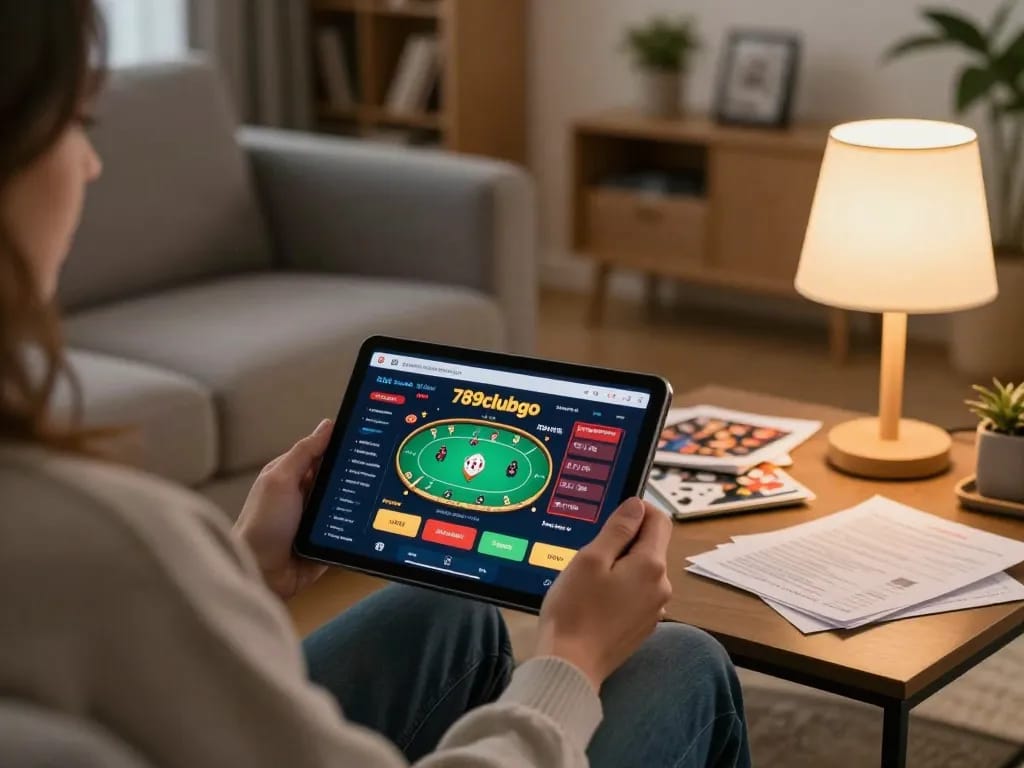 Engaging gameplay on the 789clubgo app displayed on a tablet in a cozy home setting.
