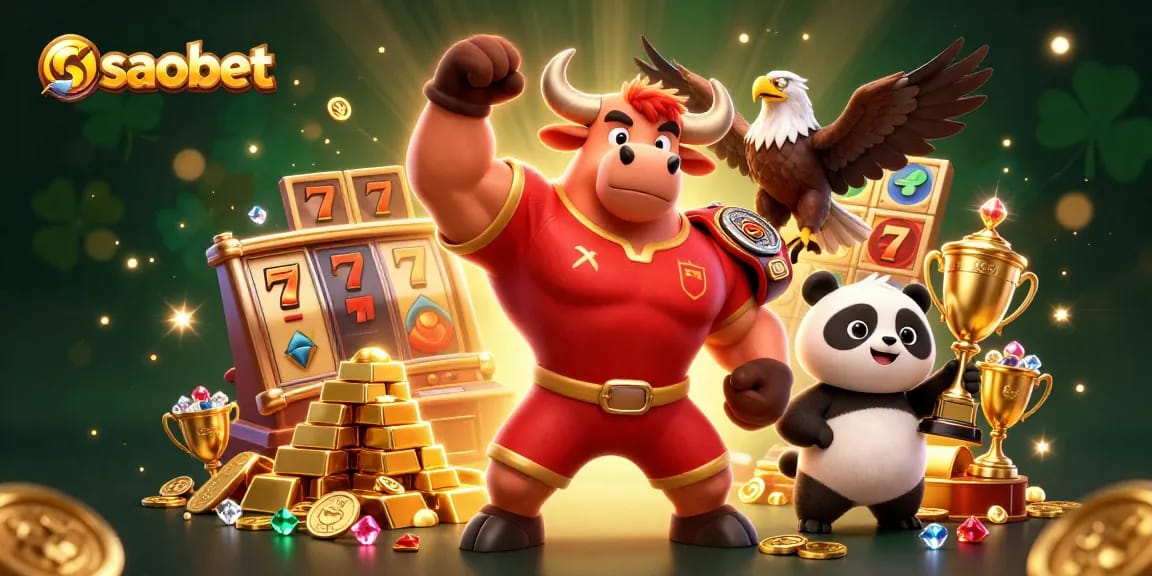 Experience thrilling slots at saobet with animated characters celebrating jackpot wins and vibrant casino elements.