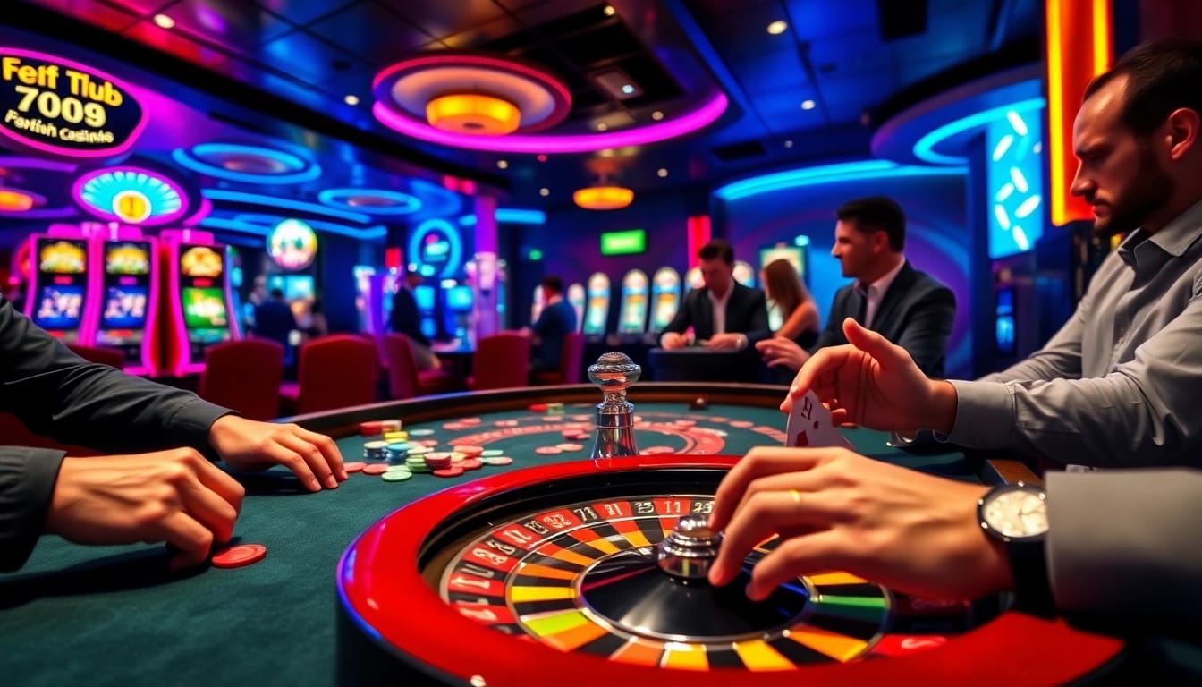 Players engaging in exciting games at 789 club casino, showcasing vibrant tables and thrilling atmosphere.