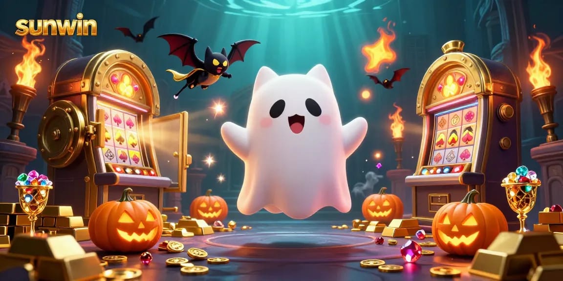 Experience thrilling wins at sunwin's haunted casino with ghostly characters and glowing treasures.