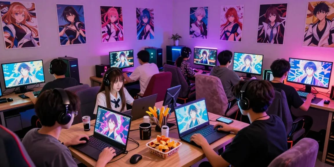 Players enjoying degrees of lewdity and vibrant adult games in a dynamic gaming lounge.
