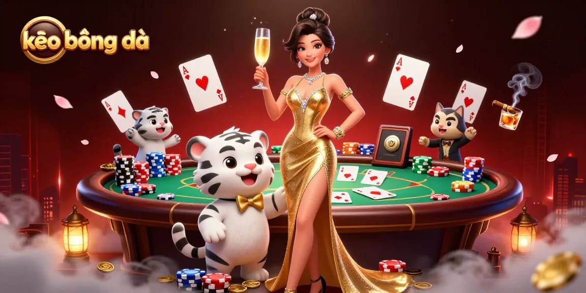 Engage with exciting kèo bóng đá action amidst glamorous characters and vibrant casino elements.