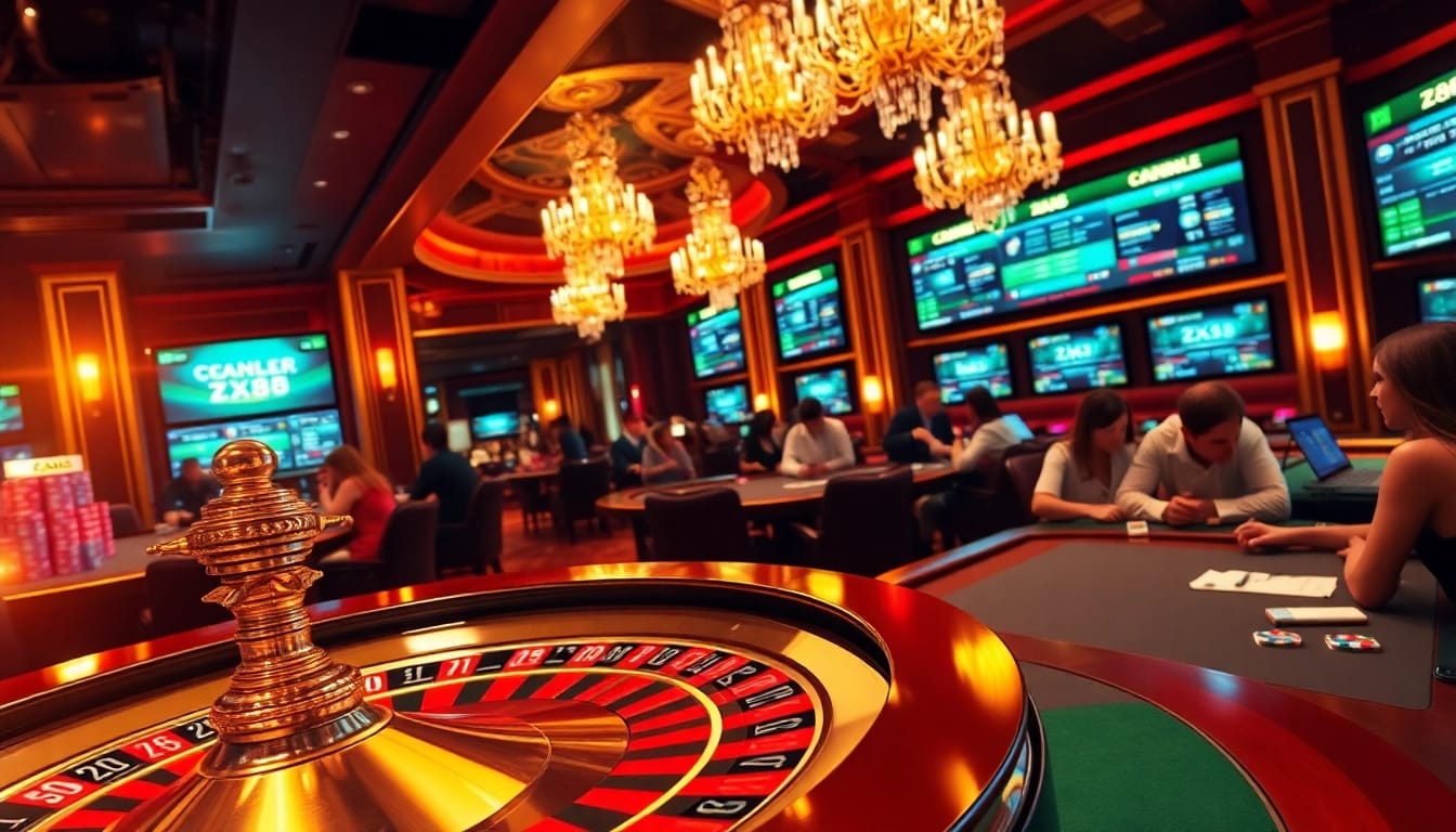 Players enjoying a thrilling game at ZX88 casino with exciting roulette action and vibrant atmosphere.