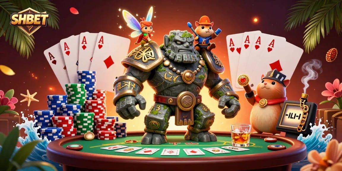 Experience thrilling poker adventures at SHBET with engaging characters and vibrant game elements.