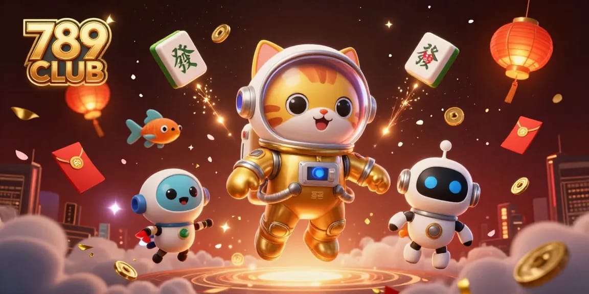 Experience the excitement of 789 CLUB's vibrant online casino with dynamic 3D illustrations and engaging game elements.