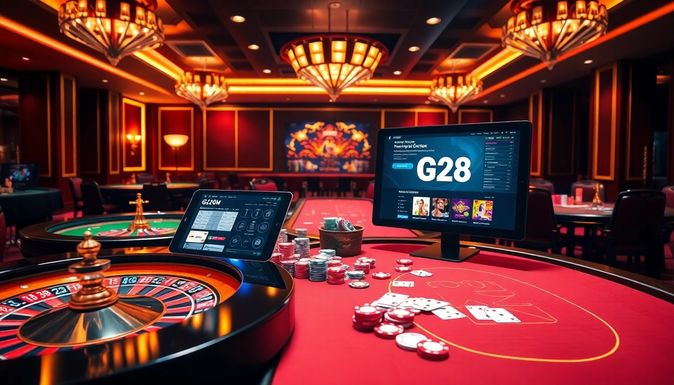 Exciting online gambling experience featuring G28 com interface with vibrant casino elements.
