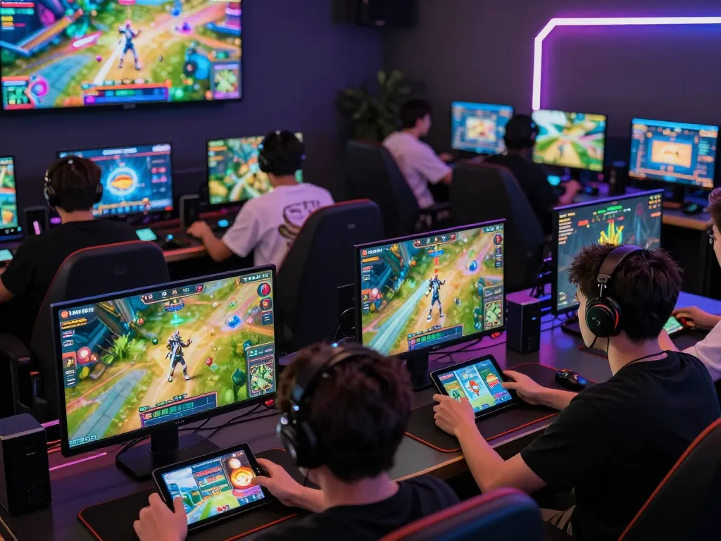 Exciting gaming scene at https://da88.coach/ with players engaged in online entertainment across devices.