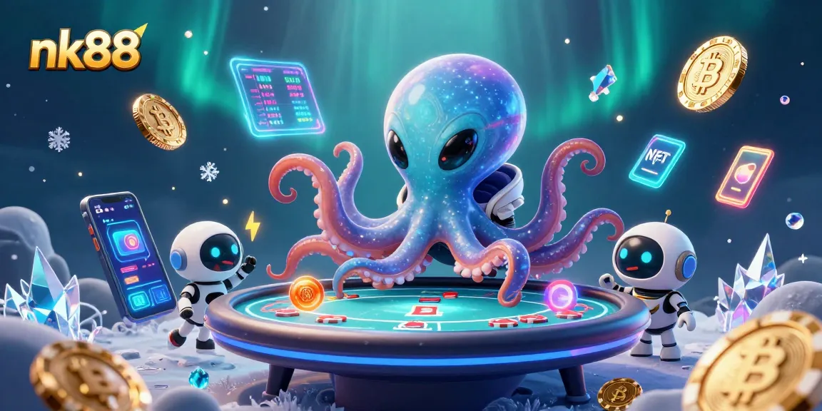 Experience thrilling poker action with nk88 in a vibrant alien casino setting.