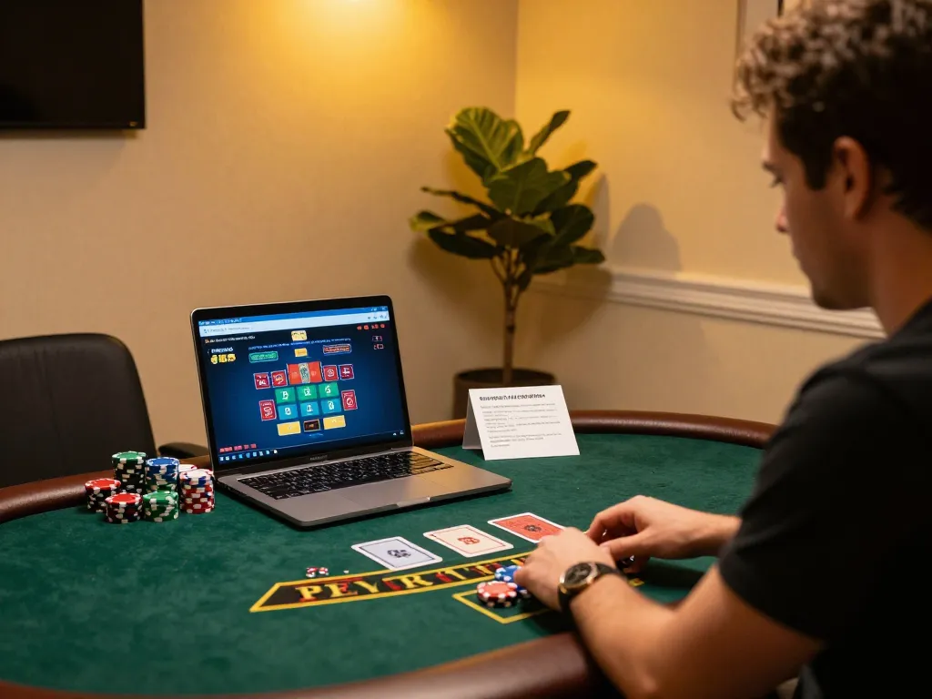 Player enjoys a strategic blackjack game on SHBET's live dealer platform in a cozy home setting.