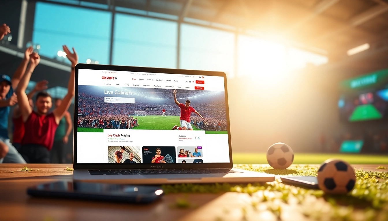 Live sports streaming on OKWIN TV, showcasing excitement in football matches.