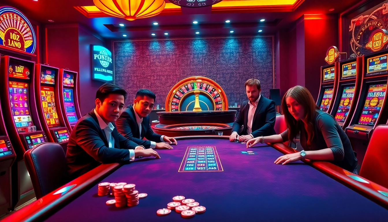 Experience thrilling gameplay at https://xx88.promo/ with luxurious casino visuals featuring poker and slot machines.