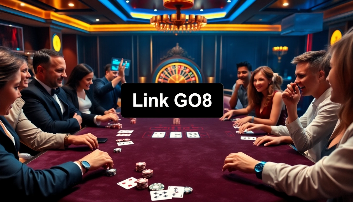 Experience excitement at the casino with Link GO8 gameplay featuring cards and chips.