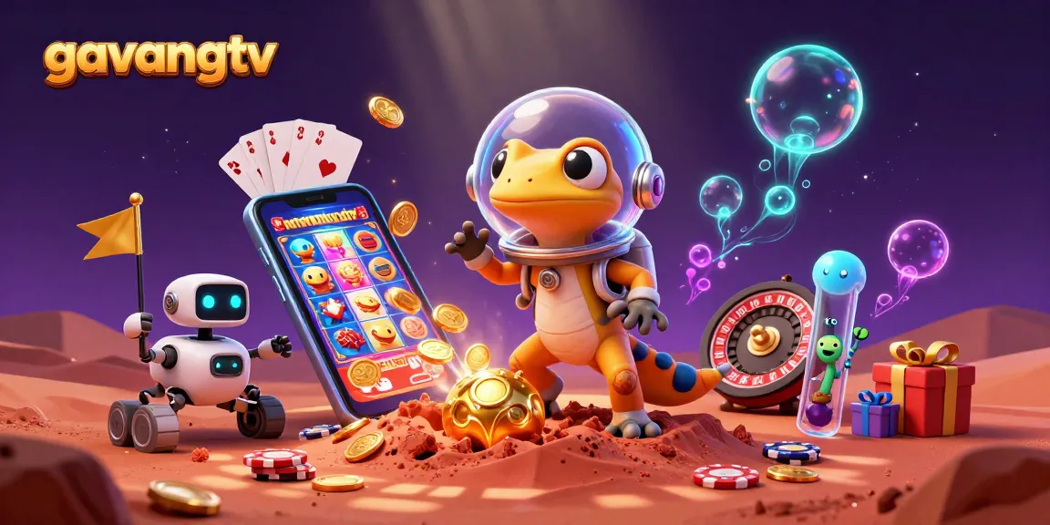 Engage with the vibrant world of gavangtv where a Martian gecko and robot explore a golden casino.