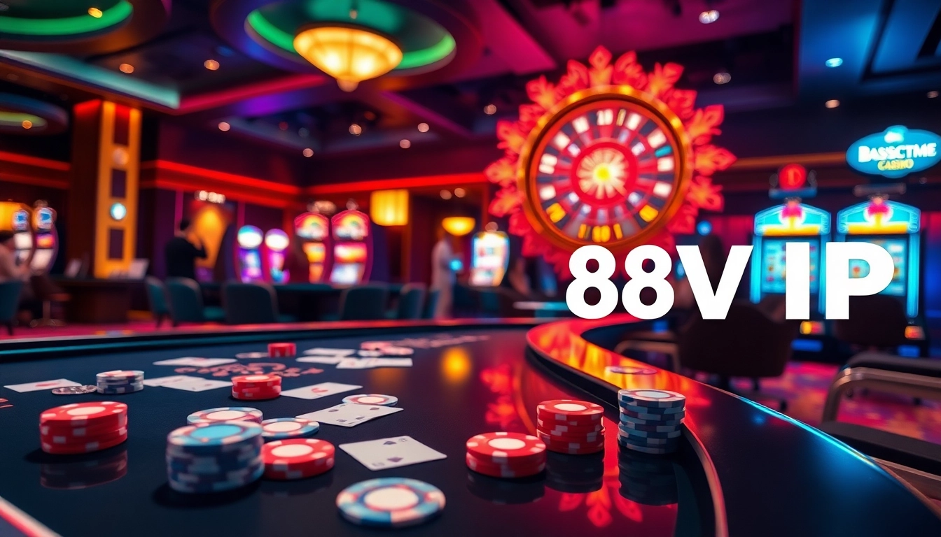Betting at a casino table with 68VIP branding in a vibrant gaming atmosphere.