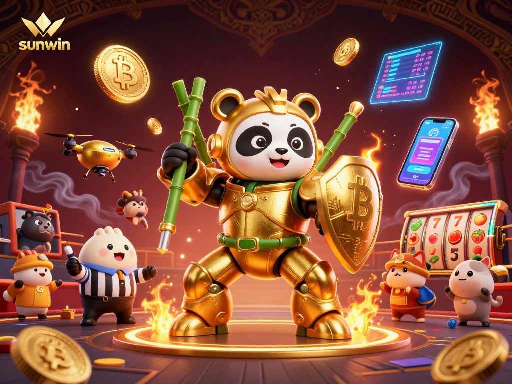 Experience thrilling gaming action with sunwin in a vibrant 3D casino scene full of excitement.