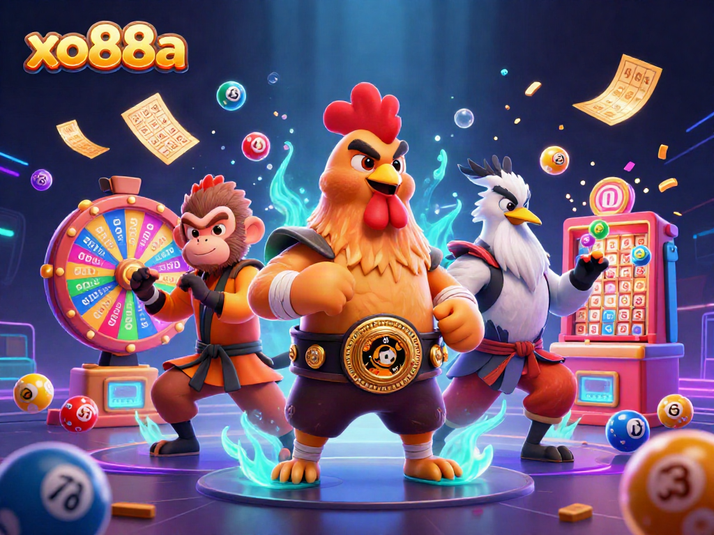 Win big at xo88a with an action-packed scene of vibrant lottery excitement!