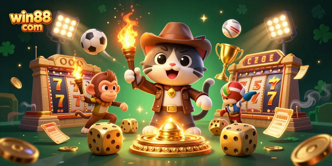 Experience exciting gameplay at win88 com with a cat archaeologist discovering golden artifacts.