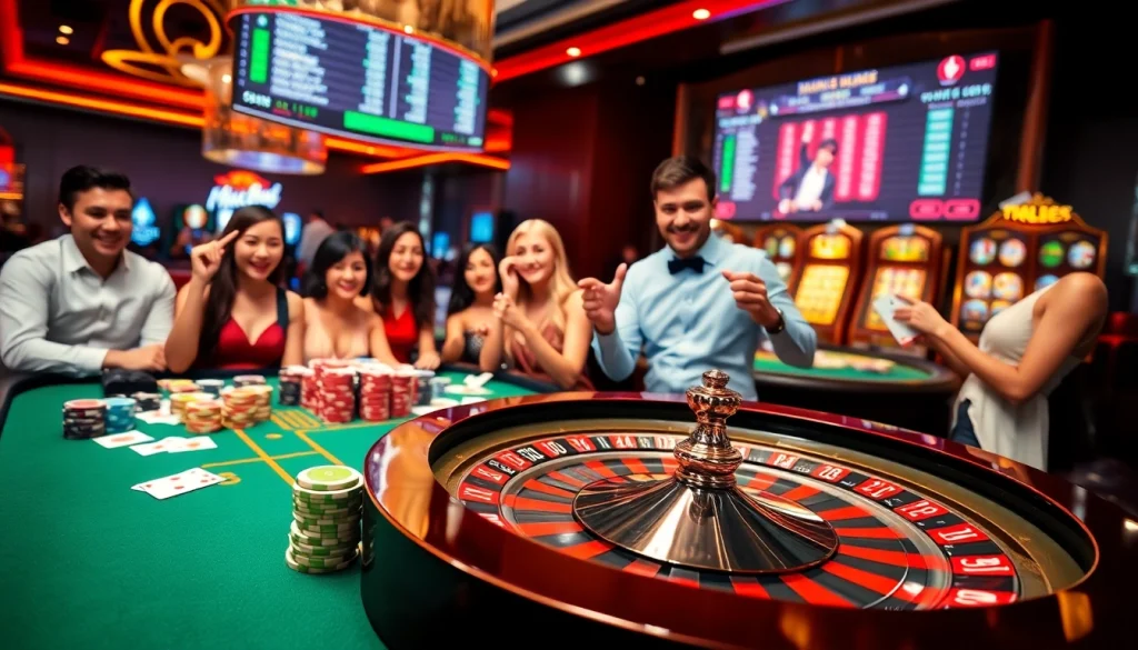 Experience the excitement of online gambling at nhà cái max88 with lively casino tables and engaging players.
