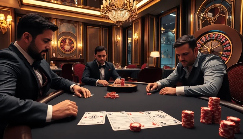 High-stakes poker table scene emphasizing the excitement of gambling at https://fun79.bio/.