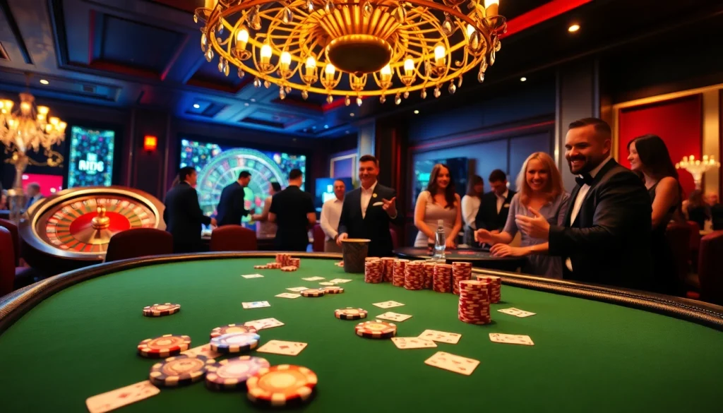 Engage in high-stakes poker action at rik vip surrounded by a vibrant casino atmosphere.