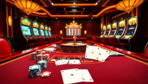 Engage in thrilling gambling action with vvjl 11 at a luxurious casino table featuring poker chips and cards.