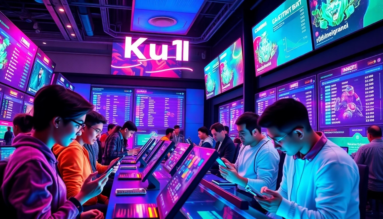 Online gaming experience at Ku11 with vibrant interfaces and diverse players engaged in bets.