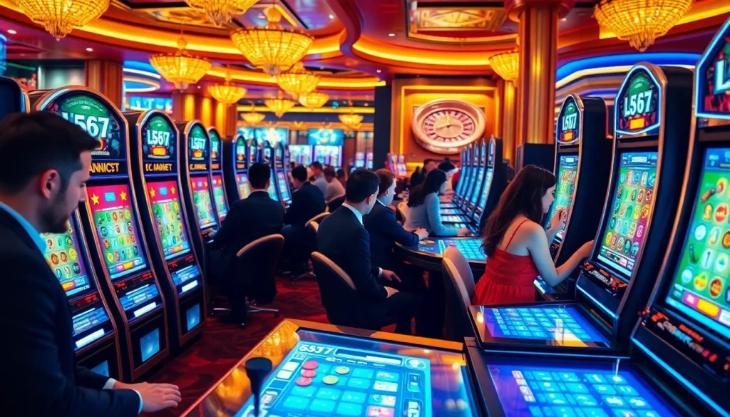 Experience thrilling gameplay at L567 with vibrant slot machines and exciting casino action.