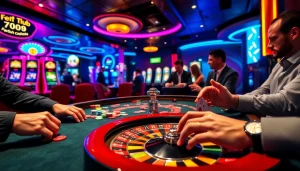 Players engaging in exciting games at 789 club casino, showcasing vibrant tables and thrilling atmosphere.