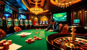Feel the excitement at http://ww88h.com/ with players strategizing at a glamorous poker table.