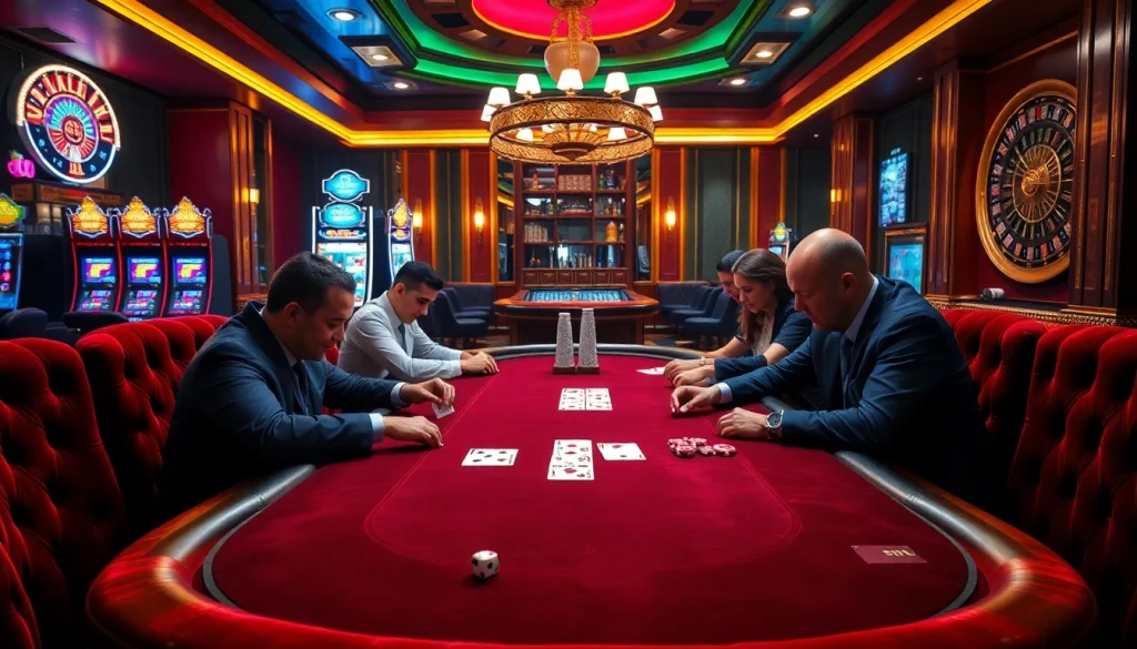 Experience the thrill of ee jl33 with energetic card gameplay and luxury casino decor.