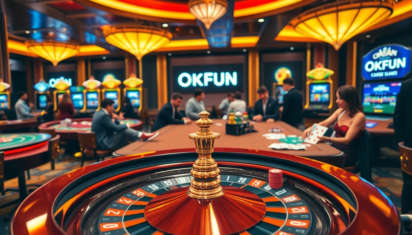 Engaged players enjoying a thrilling game at OKFUN's luxurious casino.