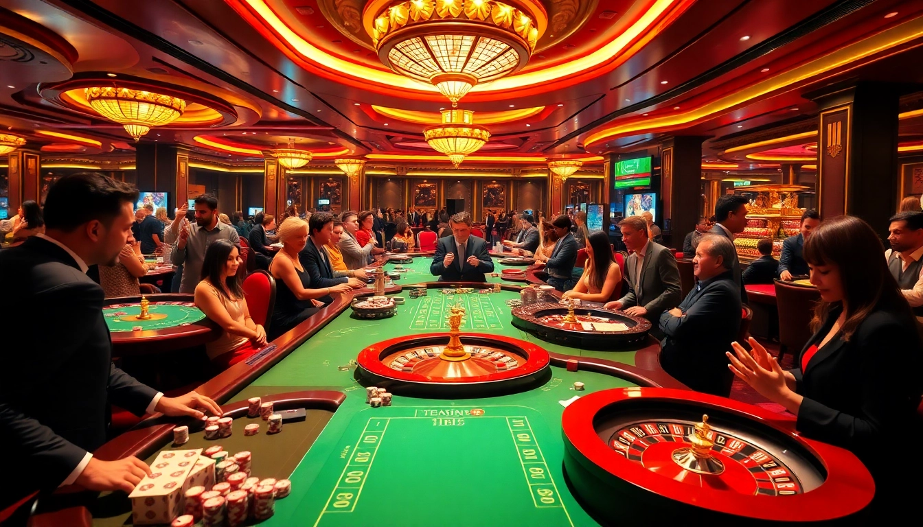 Exciting TG888 casino scene showcasing vibrant tables and diverse players enjoying games.